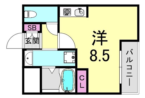 阿波座駅 徒歩3分 3階の物件間取画像